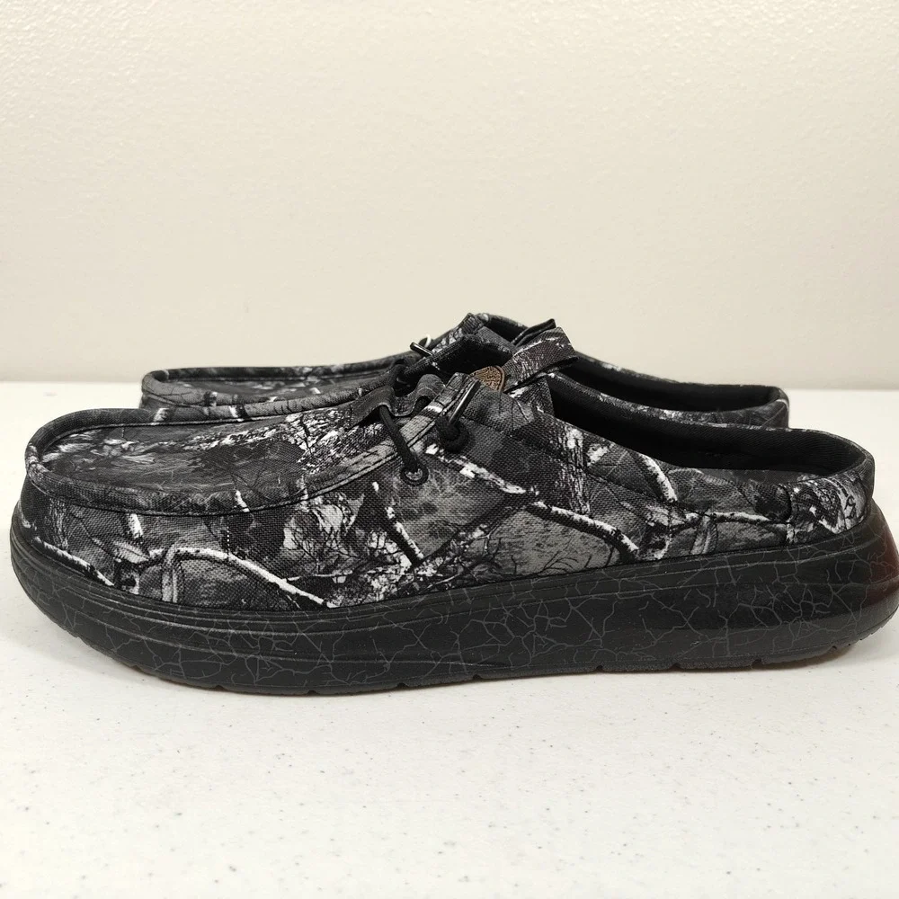 Hey Dude x Jelly Roll Wally Realtree Edge Camo Men's 12 Black Slip On Shoes NWT